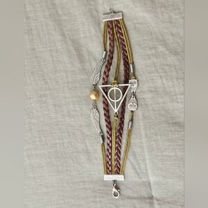 Deathly Hallows Silver and Brown Charm Bracelet | Harry Potter Themed